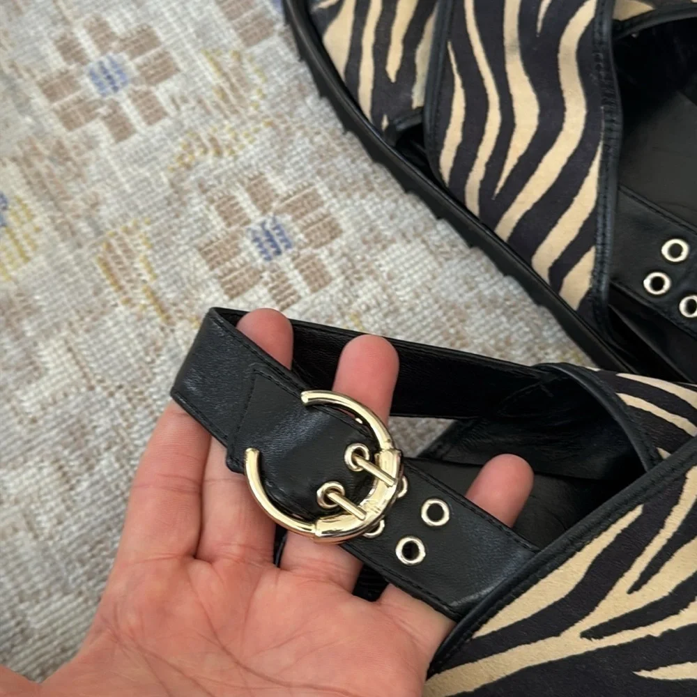 Anthropologie Billi Bi Zebra Print Sandals Size 38